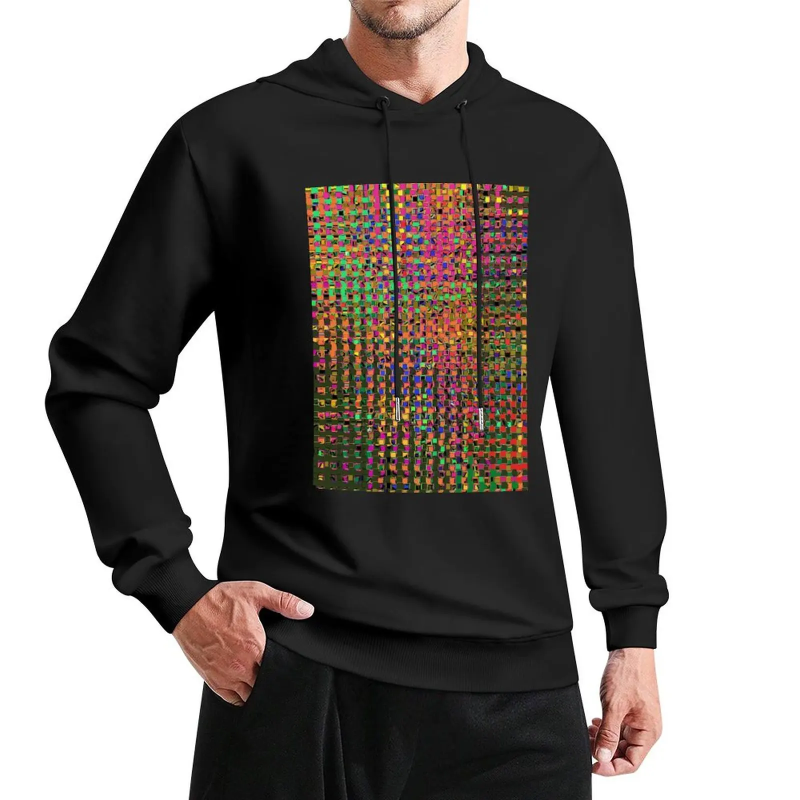 

Multi Squares and Stripes Pullover Hoodie mens clothing men wear hoodie