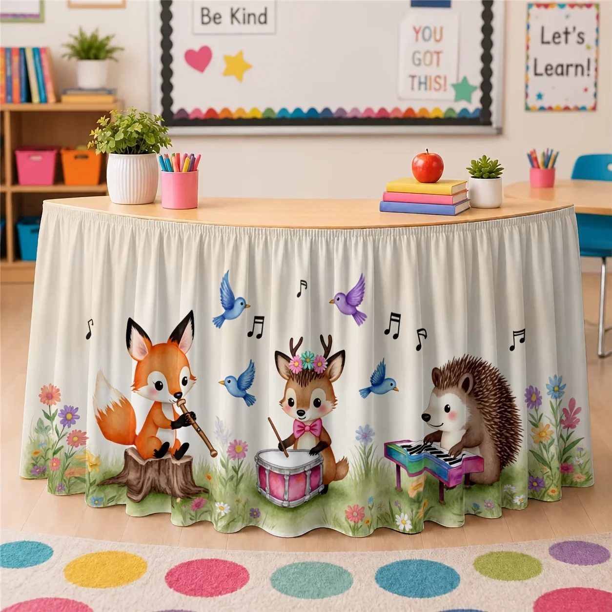 Table skirt / tableskirt  Forest concert  Animal performances  Garden picnic on May Day  Party