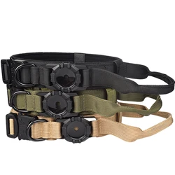 AirTag Tactical Dog Collar, with AirTag Holder and Handle Military Dog Metal Buckle Adjustable GPS Collar for Medium Large Dogs