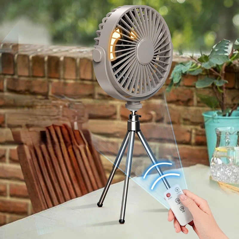 2022 New Multi-function Tripod Outdoor Camping Fishing  Lighting Fan Intelligent Remote Control Timing Can Hang Small Fans