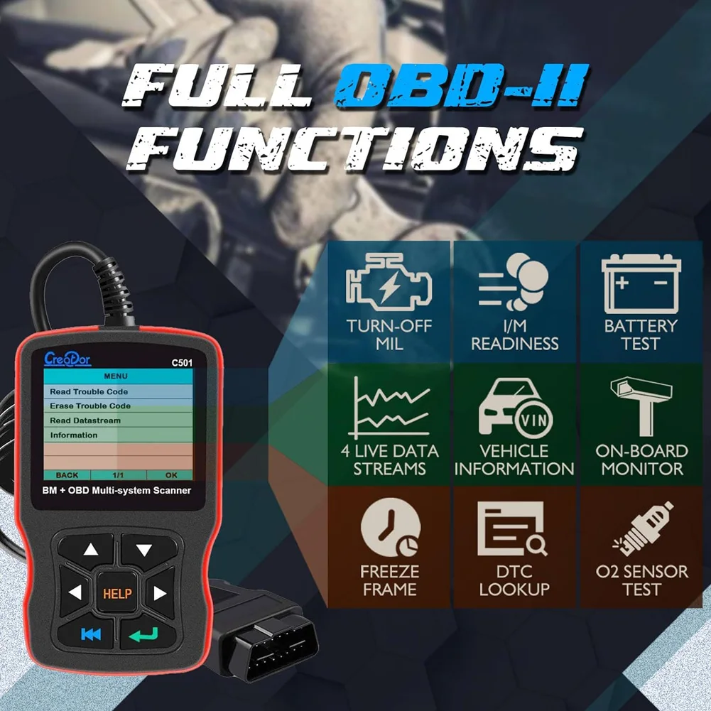 Creator C501 OBD2 Scanner Fit for BMW Mini EPB ABS SRS DPF Oil Reset All Systems Car Scan Tool OBDII Diagnostic Code Reader