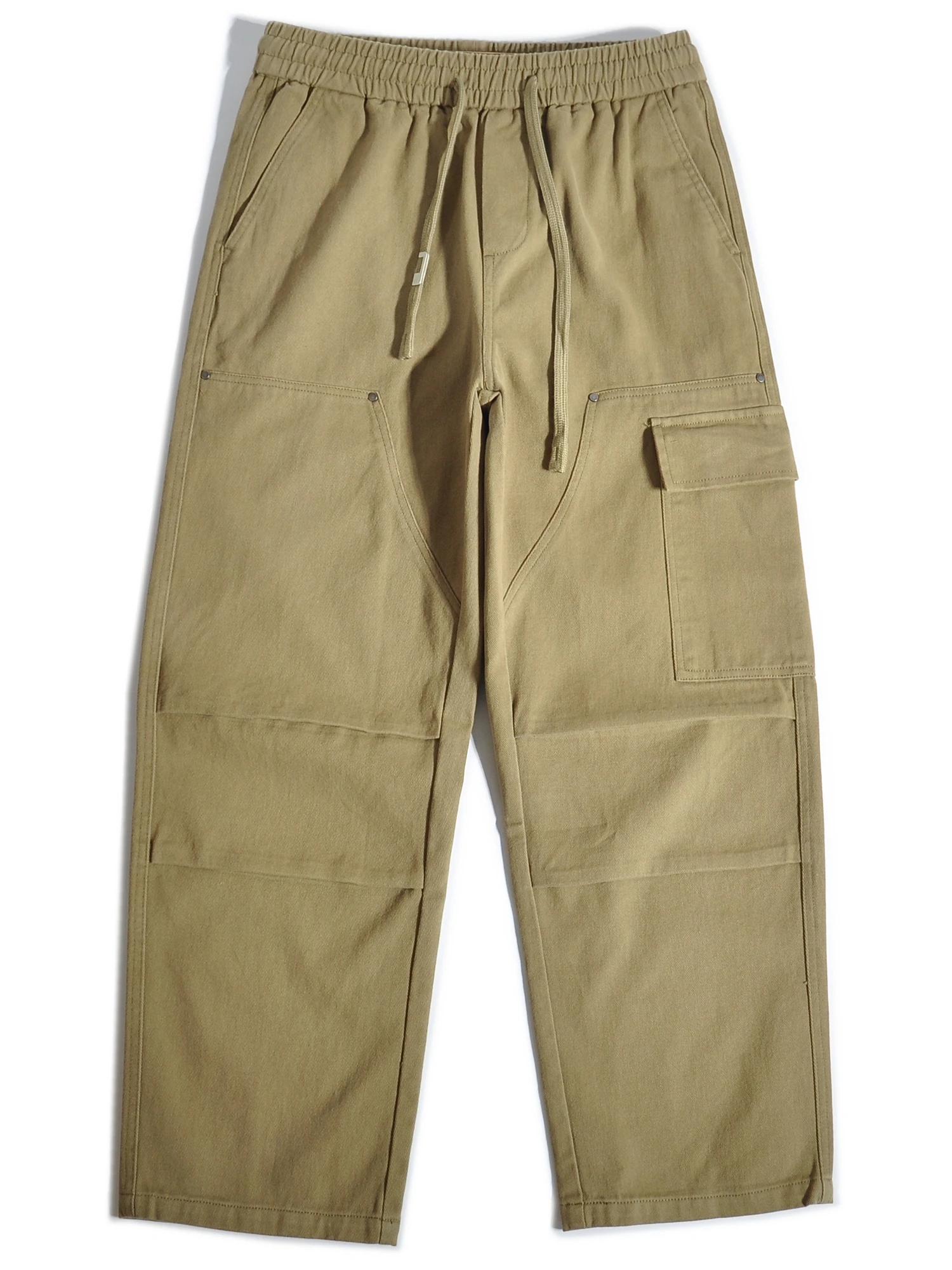 

Мужские брюки в американском ретро-стиле, свободные прямые брюки-карго с большими карманами, повседневные брюки для мужчин, осенне-зимние, хлопковые.