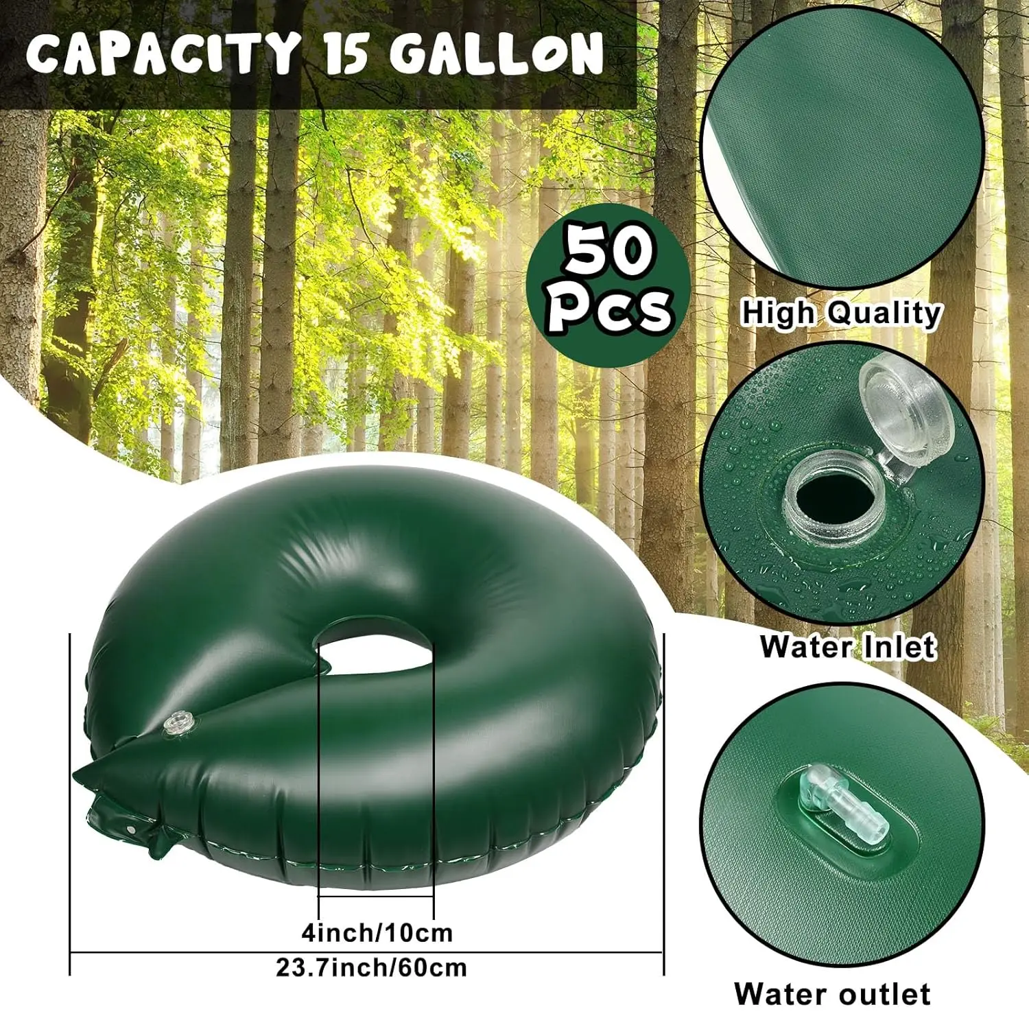 Gallon Tree Watering Ring Bag Slow Release Reusable Tree Water Bag Bulk Heavy Duty Automatic Drip Tree Irrigation Bag PVC