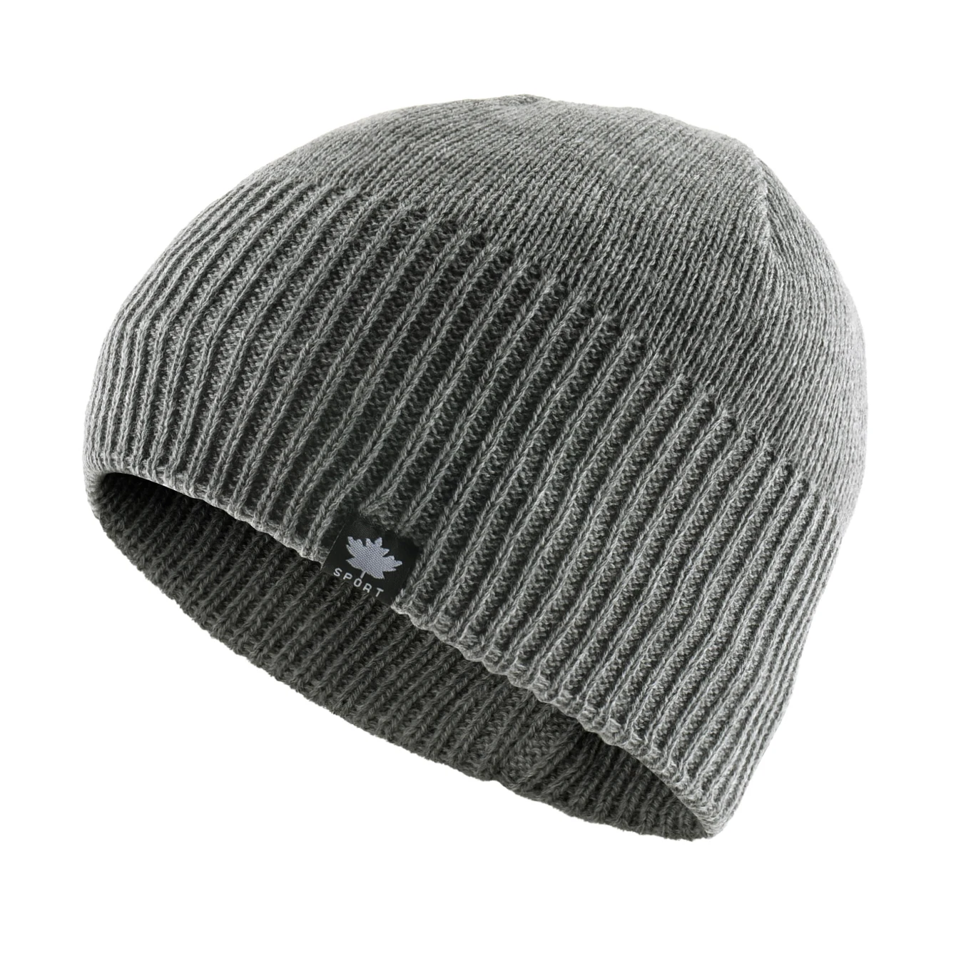 Bonnet tricoté chaud d'hiver pour hommes avec Logo feuille d'érable Double couche épaisse Skullies Bonnet doublé en velours pour temps froid