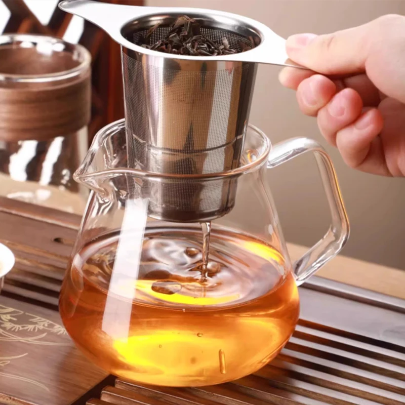 Double Ear Tea Strainer Stainless Steel Household Double Handle Tea Filter Hanging Leaf Tea Filter Reusable Tea Set Accessories