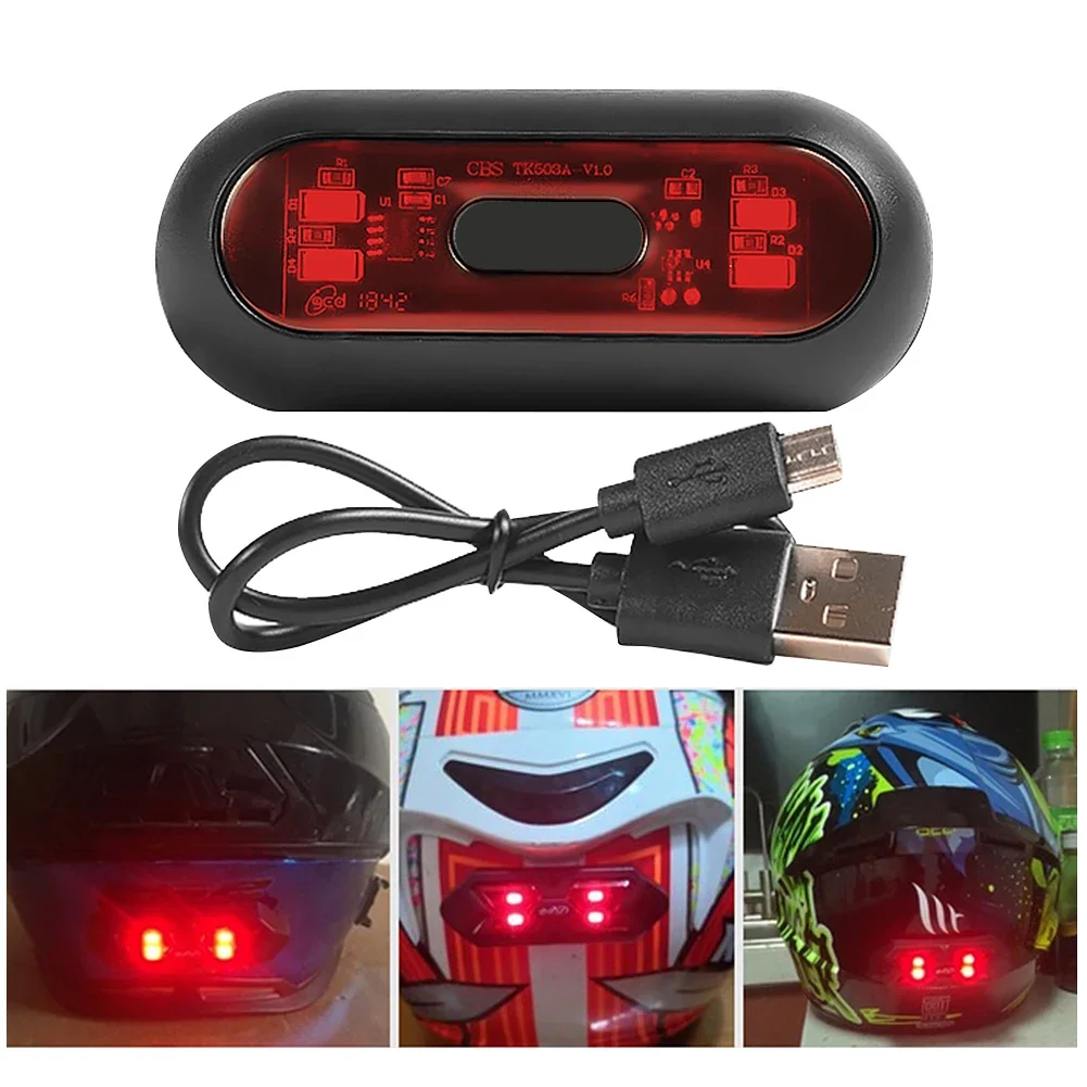 

Motorcycle Helmet LED Warning Light USB Charge Bike Night Safety Signal Light Tail Lamp Waterproof Riding Helmet Flash Lamp