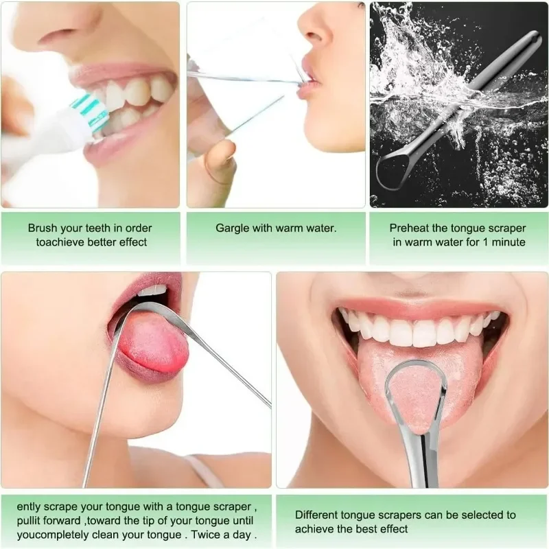 3-Piece Stainless Steel Tongue Cleaner Set with Iron Box, Practical Oral Tongue Scraper for Effective Coating Removal