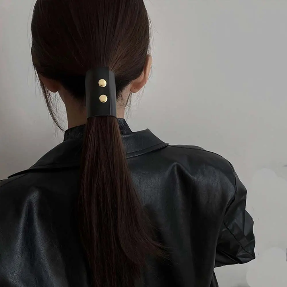 Headwear Hair Barrette Hairpins Hair Accessories Korean Style Hair Cuff PU Leather Hair Band Women's hair clips Ponytail Holder