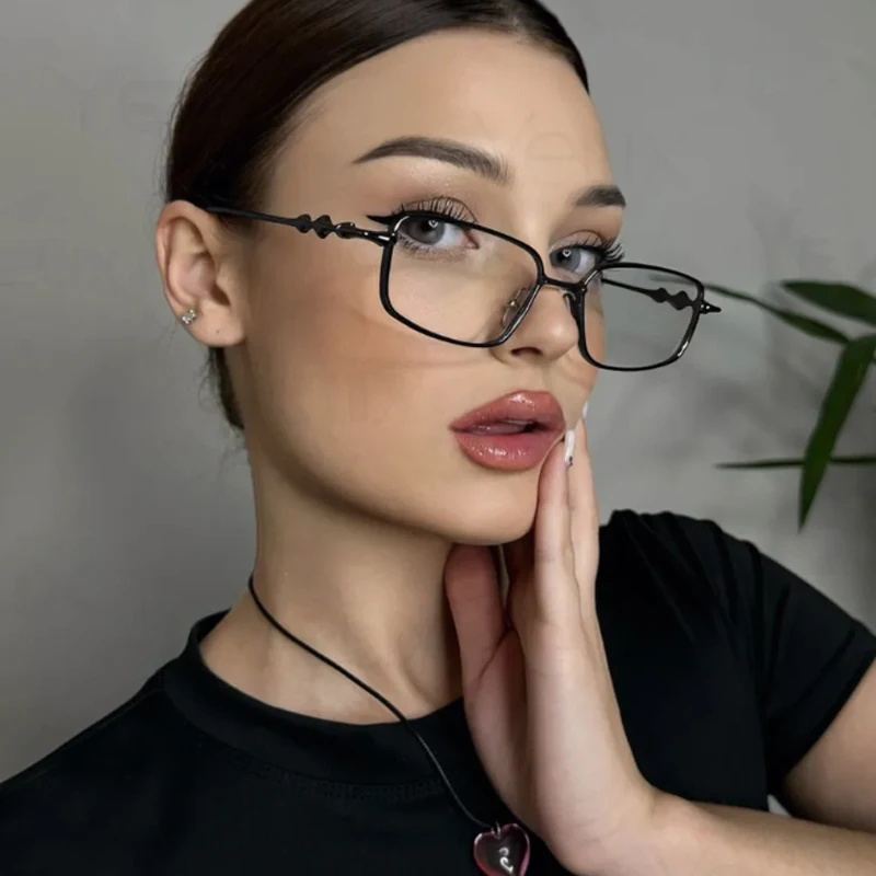 Schutzbrille, modisch, klein, quadratisch, Anti-Blaulicht-Sonnenbrille, hochwertig, mit Metallrahmen, schlichte Sonnenbrille