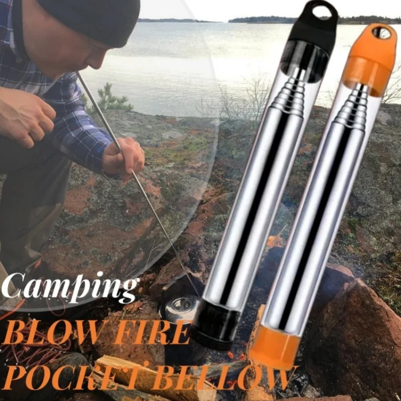 PSKOOK Blow Fire Tube Portable Pocket Bellow, Outdoor Survival Tool, Fire Blowing Pipe for Cooking Picnic BBQ