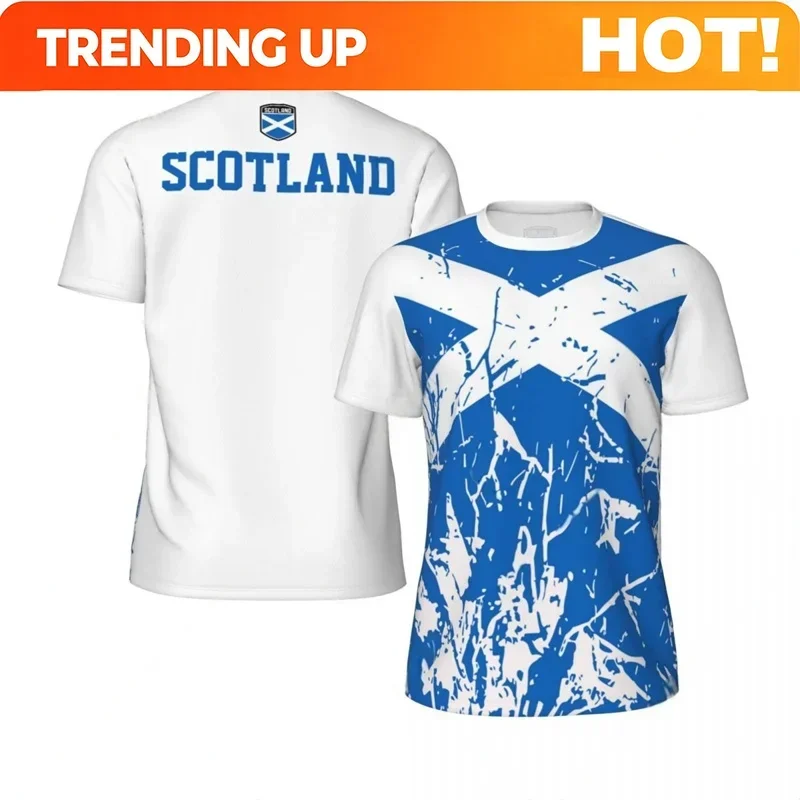 Customization Scotland Flag Graphic Football T Shirts Mens National Emblem 3D Printed Sports T-shirt Running Bike Soccer Tennis
