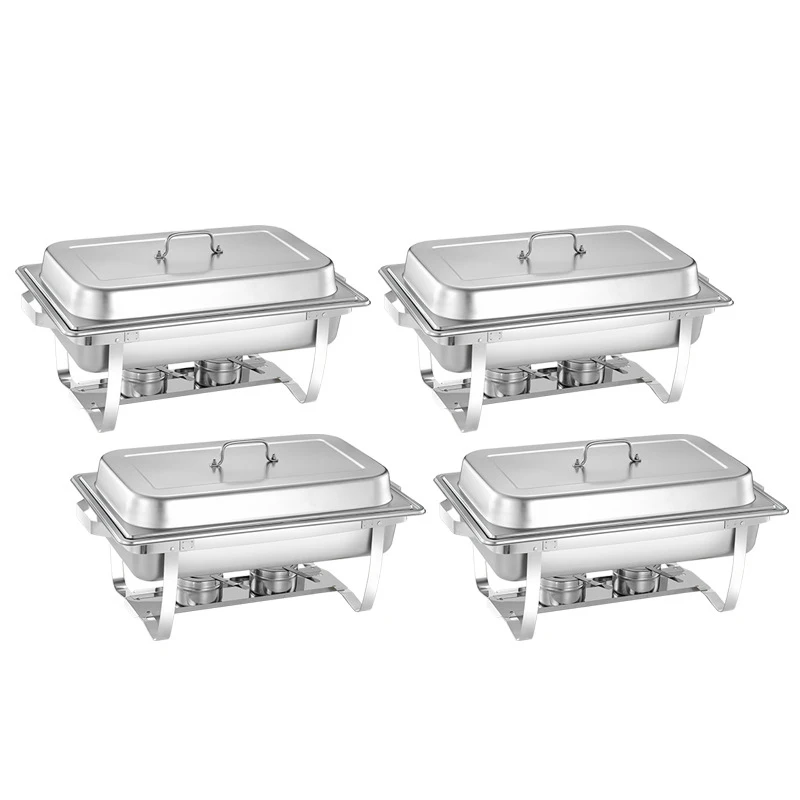 Estufa de comedor multifuncional, Chafer de acero inoxidable con sartenes de tamaño completo, juego de Buffet para Catering, servidor calentador de alimentos, 2 uds./4 uds./6 uds.