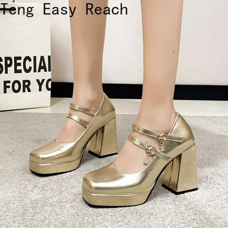 

2026 Thick Soled High Heels Women's Square Head Fashion Wedding Party Bridal Dress Shoes Office Business Shoes