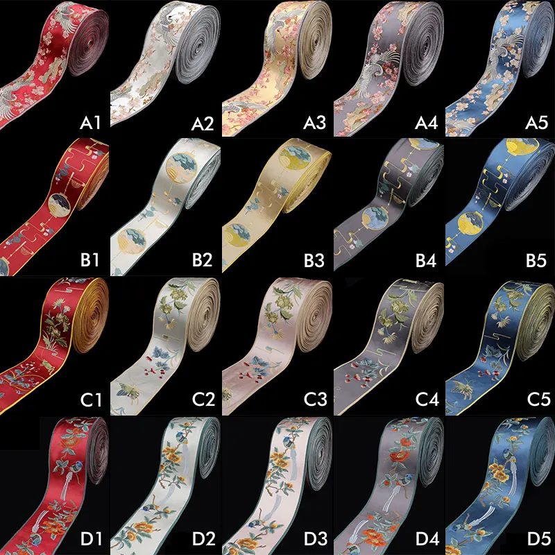 Chinese Embroidered Webbing Retro Embroidery Lace Trim For Diy Hanfu Costume Cushion Curtain Decor Ribbon Accessories