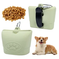 Silicone Dog Treat Pouch,Clip on Portable Training Container,Convenient Magnetic Buckle Closing and Waist Clip,Portable Training