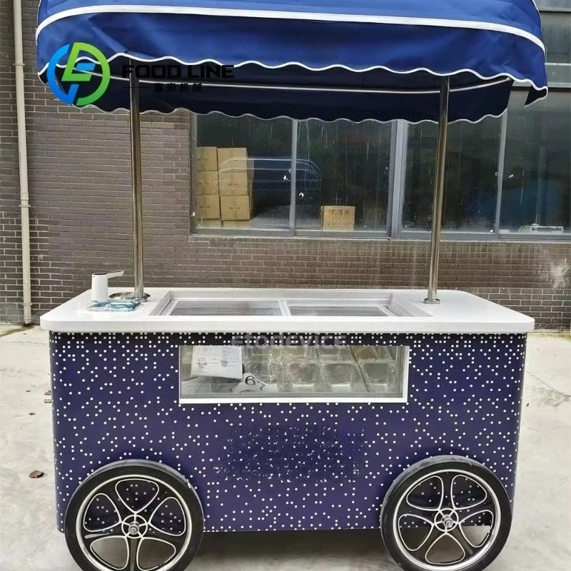 Customized Multifunctional Mobile Vending Cart Ice Cream Snack Trolley for Street Market Fair Commercial Sales