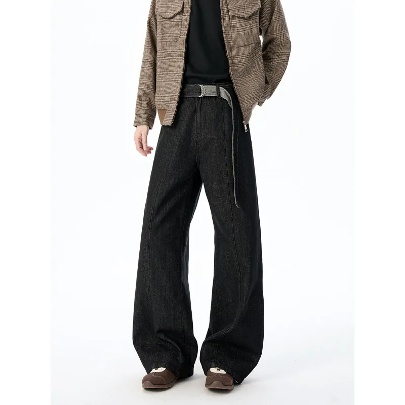 

Мужские джинсы Niche Design со съемным поясом, контрастного цвета, повседневные, прямого кроя, широкие, свободные, из денима