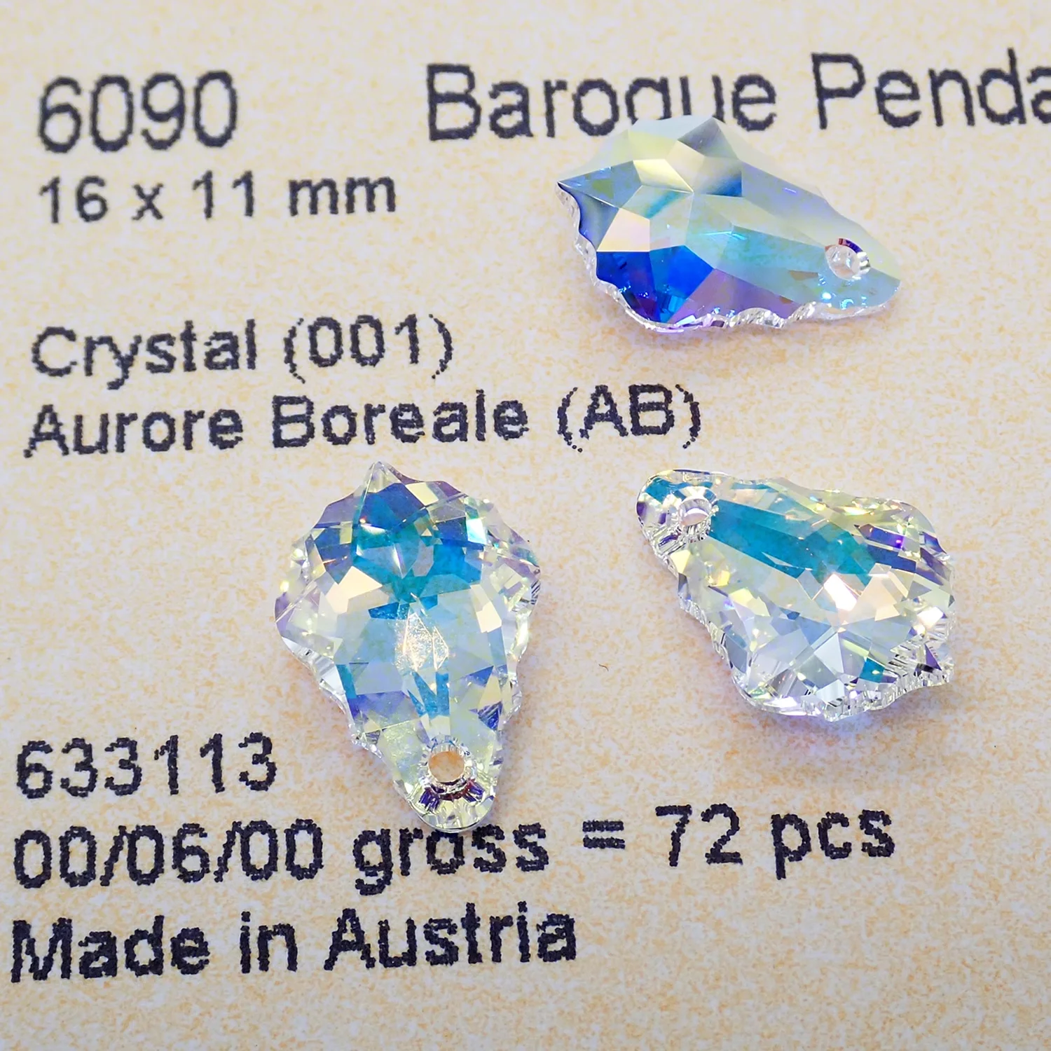 Original Crystals from Austria 6090 Baroque Pendant Rhinestone Beads for Necklace Earrings Brooch DIY Jewelry Making Accessories