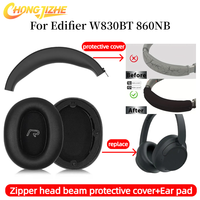 CHONGJIZHE Replacement leather Memory foam Earpads Silicone zipper head beam protective cover For Edifier W830BT 860NB headset