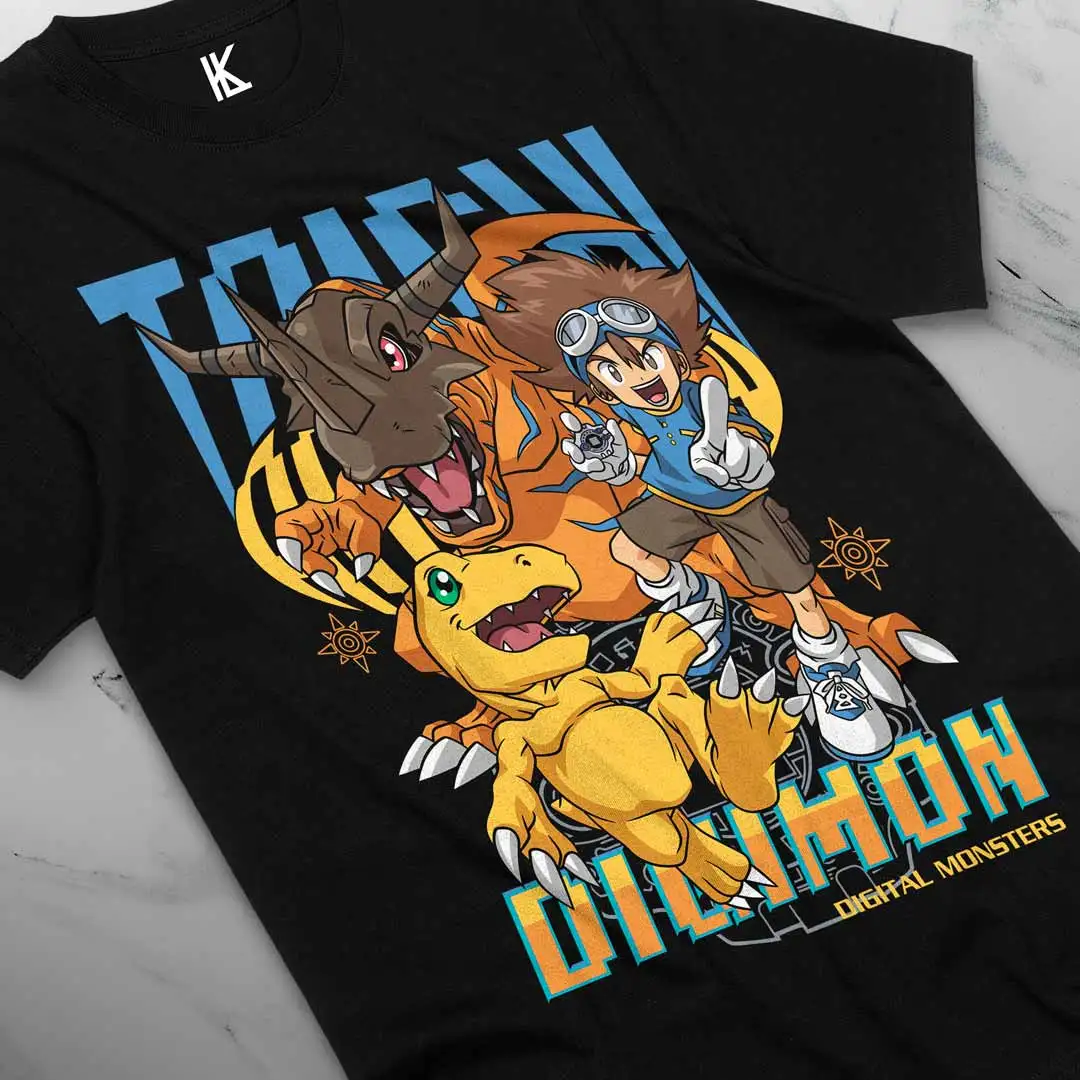 Tai y Agumon Anime Merch Shirt Japanese Manga Printing Unisex T-Shirt