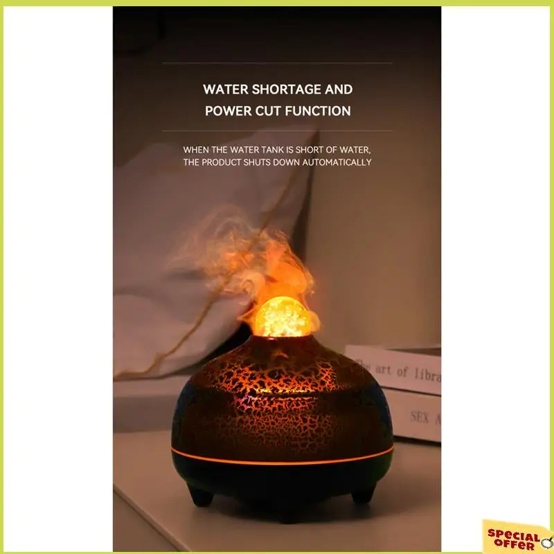 

A35R Essential Oil Diffuser Volcano Fire Diffuser Humidifier Cool Mist Humidifier 7 Colors Light For Room Office B