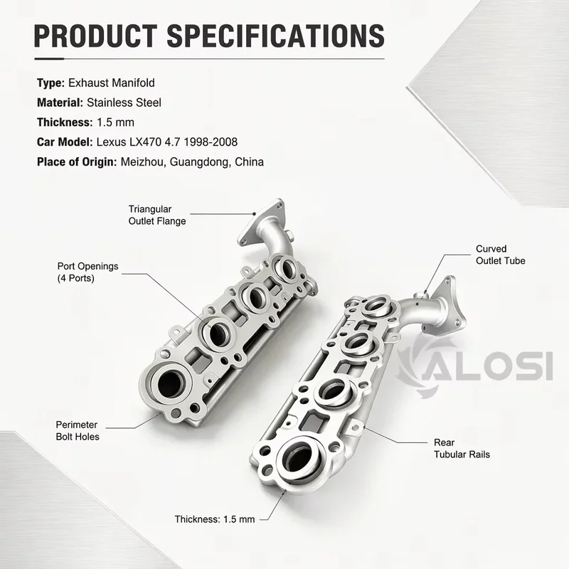 Perfectly Customized Performance Exhaust Manifold Header Specifically Designed for Lexus LX470 4.7 1998-2008