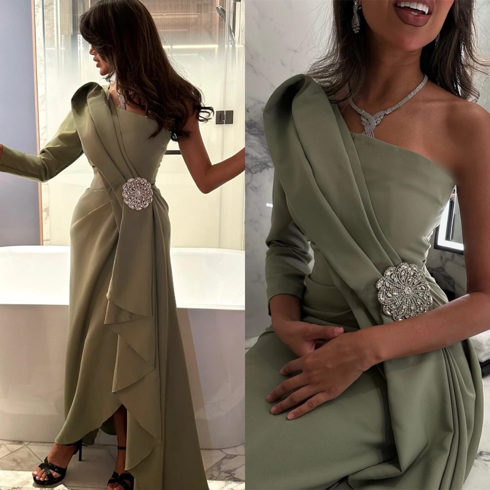 Abito da sera classico personalizzato con maniche lunghe monospalla Abiti da festa di alta qualità Abiti per occasioni speciali di moda