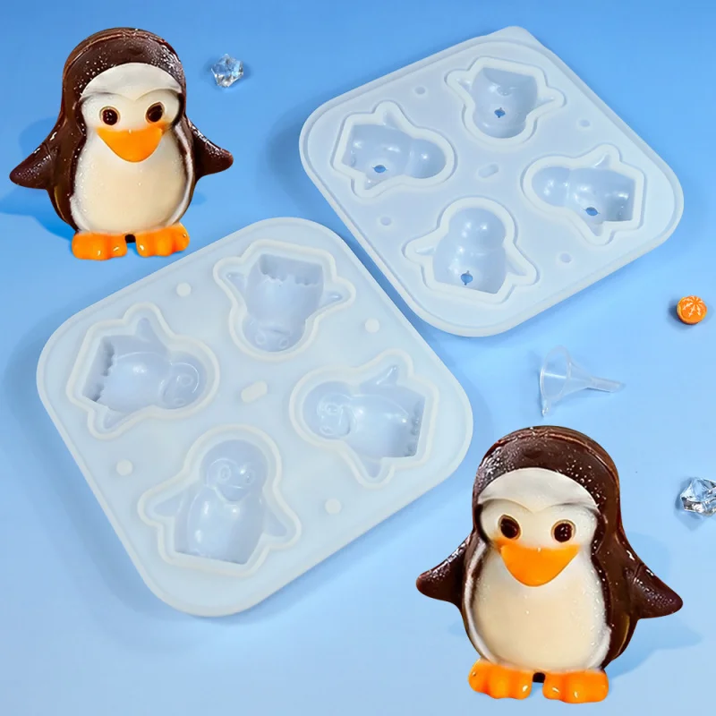 Valentine's Day Three-Dimensional Wave Bear Mousse Mold Little Penguin Pudding Cake Mold Whiskey Ice Cubes Mold