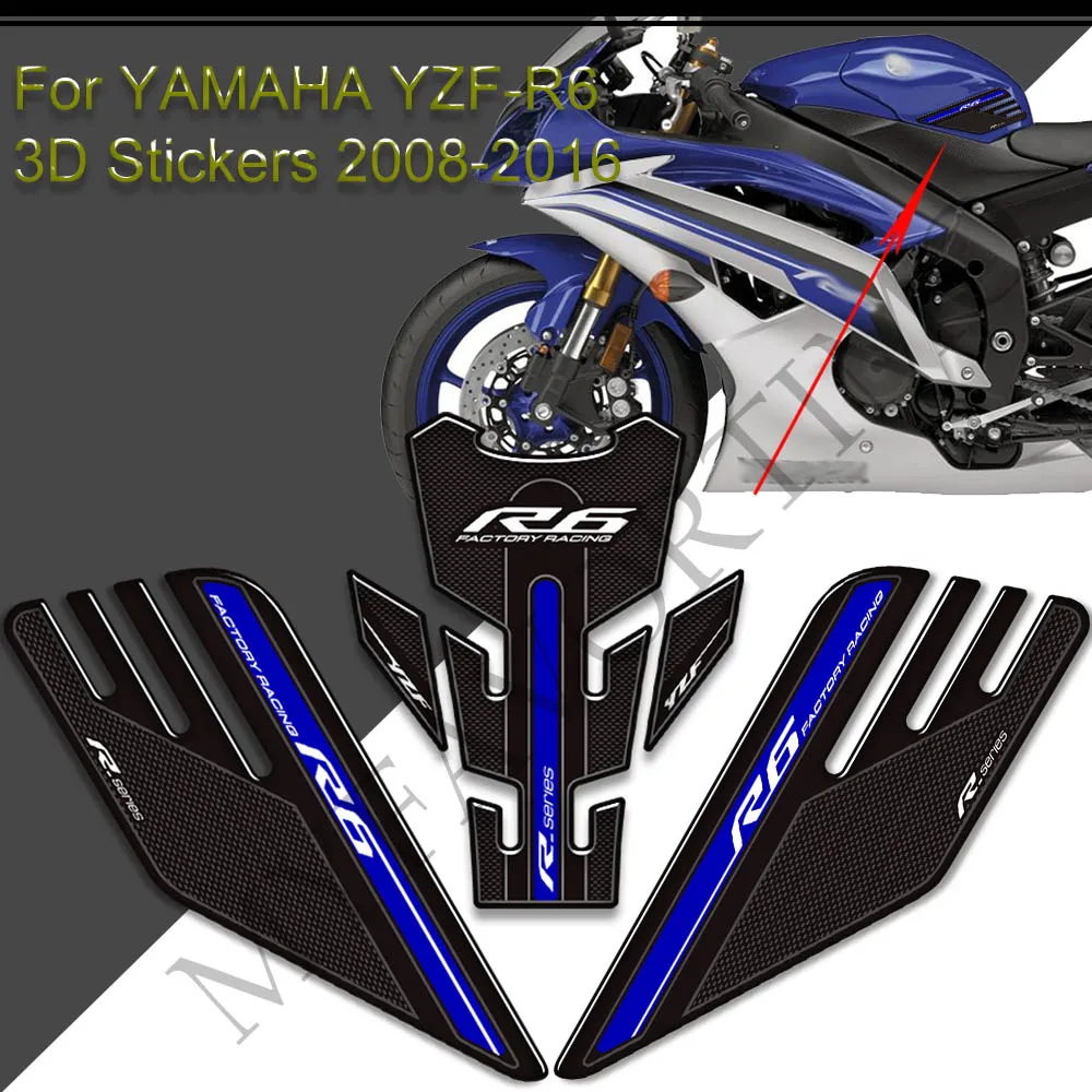 2008 - 2012 2013 2014 2015 2016 For YAMAHA YZF-R6 YZF R6 YZFR6 Stickers Decals Protector Tank Pad Grips Gas Fuel Oil Kit Knee