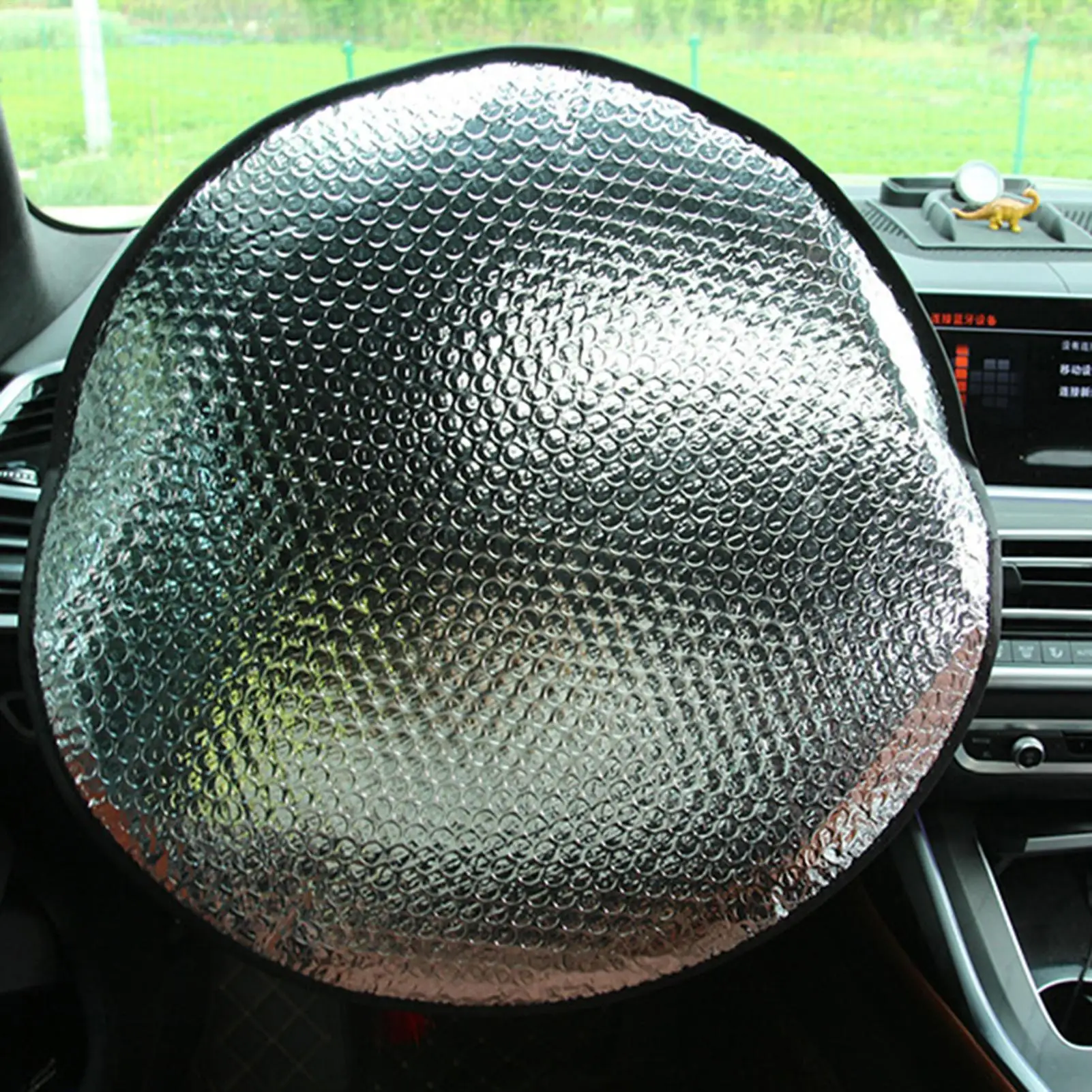 

Summer Car Steering Wheel Sunshade Cover Aluminum Film Anti-Scalding Steering Wheel Sunscreen Vehicle Reflector Protective Cover