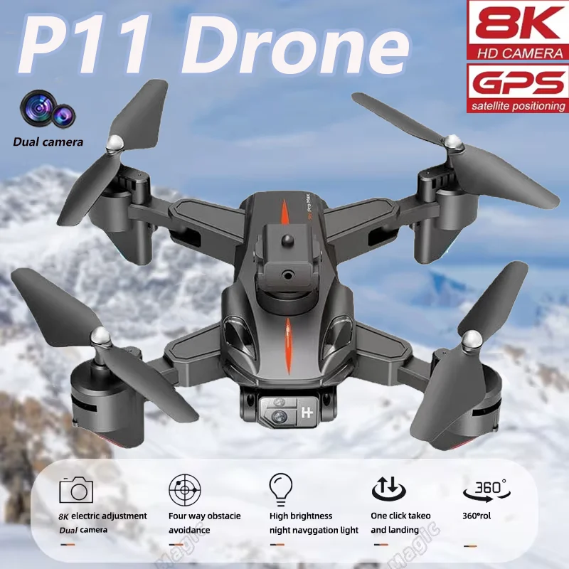 P11 Max Drone 8K GPS Professional 5G HD Aerial Photography Camera Omnidirectiona Obstacle Avoidance Remote-Controlled Helicopter