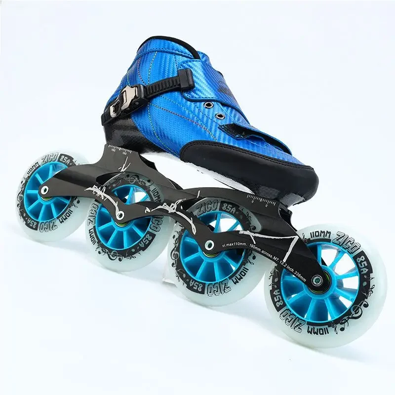 Chaussures de patinage de vitesse professionnelles pour adultes et enfants, chaussures de course à roulettes, grande roue, fibre de carbone