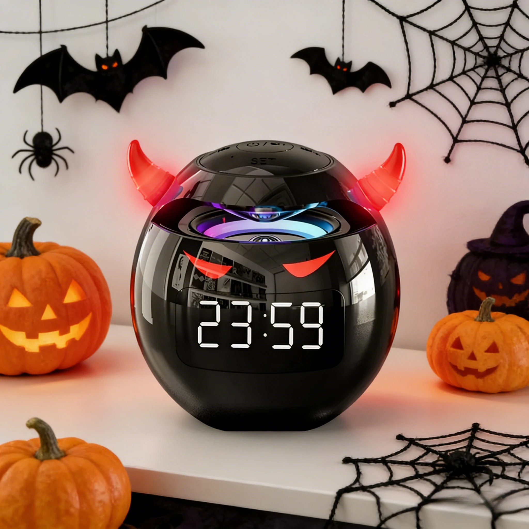 Spherical Bluetooth Speaker LED Digital Dual Alarm Clock Voice Call Multifunction Portable Wireless Sound Speaker Clock