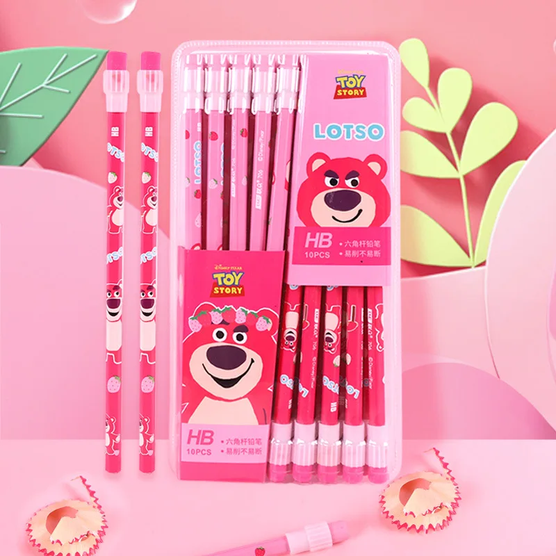 20pcs Disney Lotso Hb Wood Pencil With Eraser Spiderman Elsa School Office Stationery Professional Exam Drawing Writing Pencils