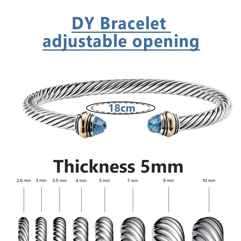 

2025 All Stone Inlay Women's Bracelet Open Punk Jewelry bangles for women 925 silver bracelet