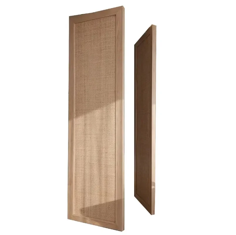 

Screen Japanese-style simple solid wood rattan door rotates, blocking partition door bedroom