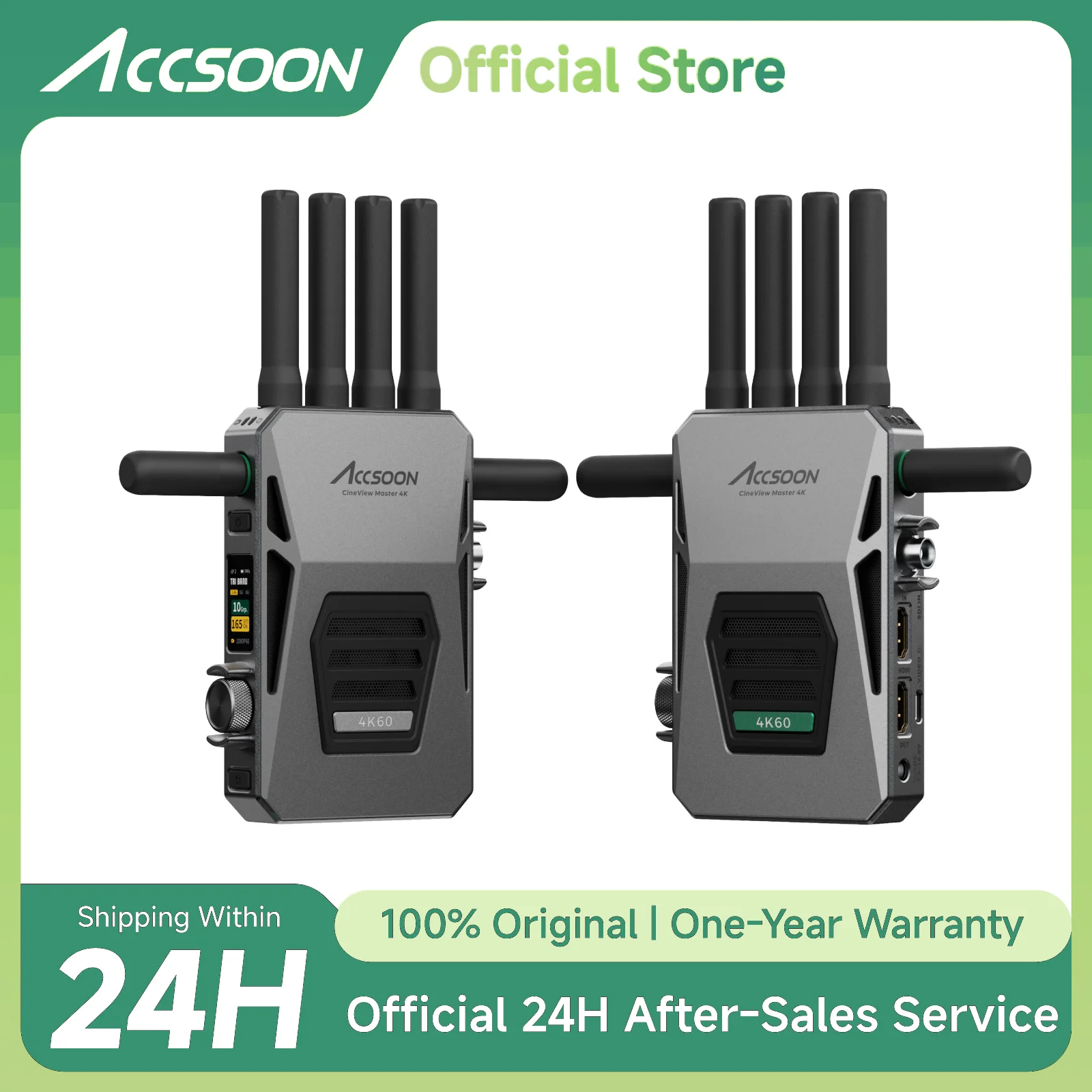 

6G Accsoon CineView Master 4K Wireless Video Transmitter Receiver 8202ft Range 25 ms Latency, SDI HDMI Video Transmission System