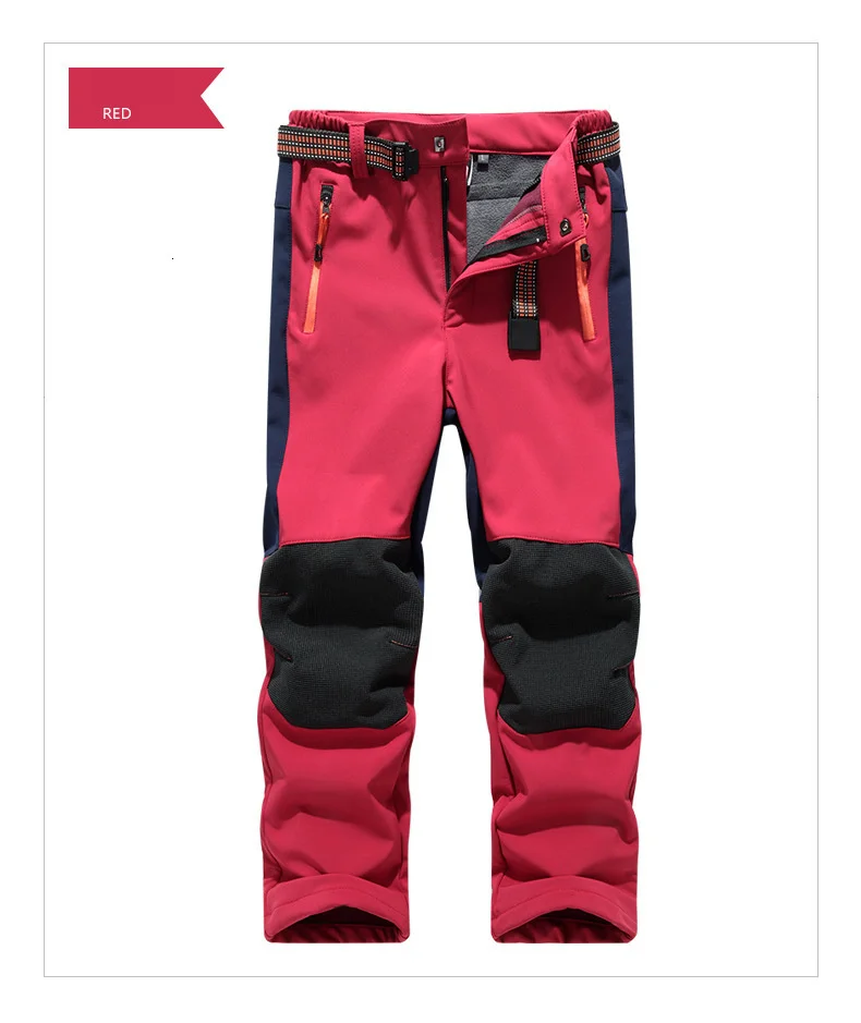 Wasserdichte Outdoor-Hosen für Kinder, warme Hosen, sportliche, winddichte Kletter-Leggings, Patchwork-Softshell-Outfits, Kinderbekleidung – Detail 11