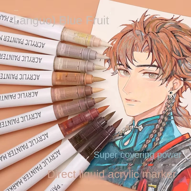 مجموعة أقلام تحديد الألوان الجمالية، أقلام فرشاة أكريليك جرافيتي، لوازم فنية لرسم القرطاسية، ملحقات العودة إلى المدرسة