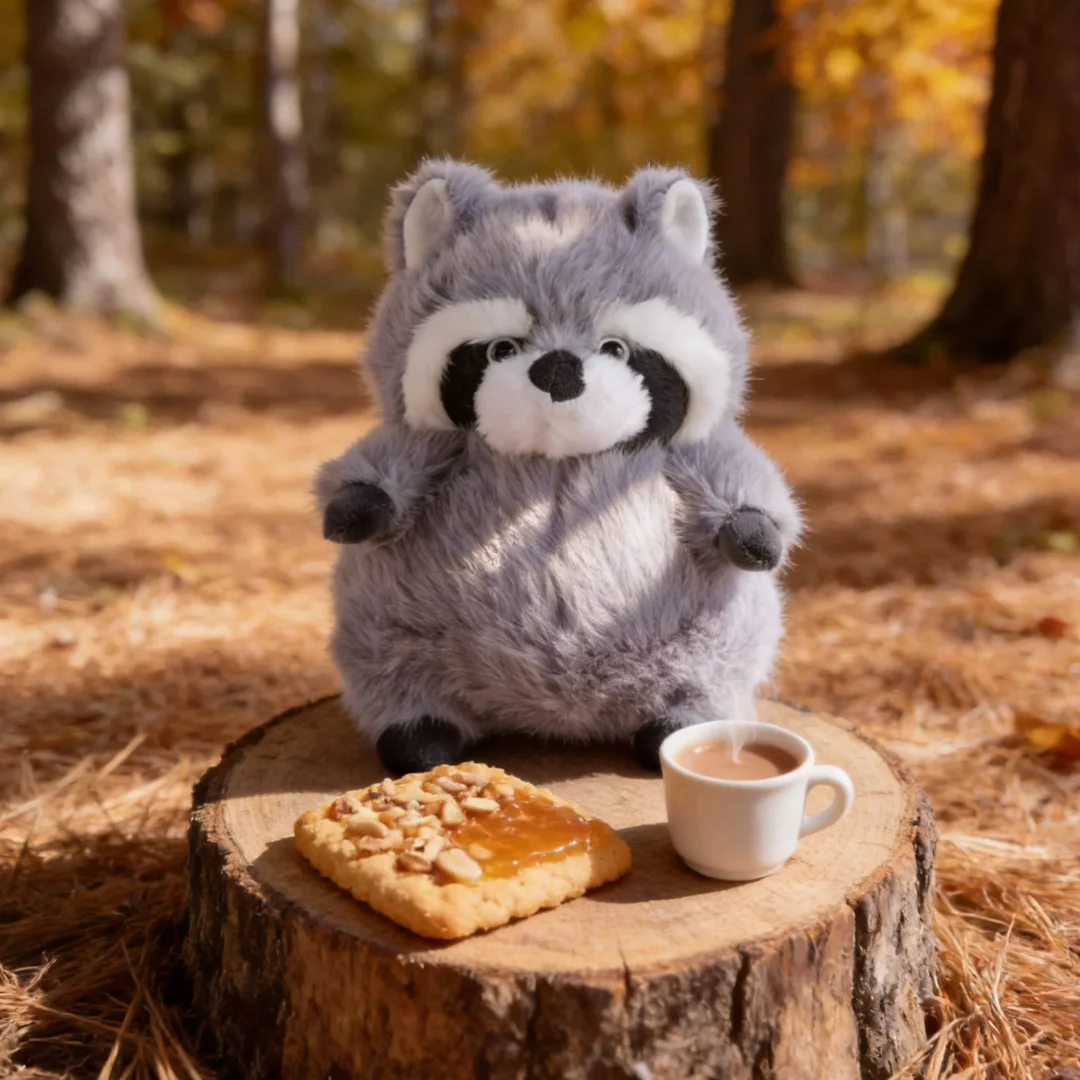 Cartoon Game Trash Day Plush Doll Cute Gray Raccoon Woodland Creature Plushie Soft Squishy Birthday Gift for Kids Animal Lovers