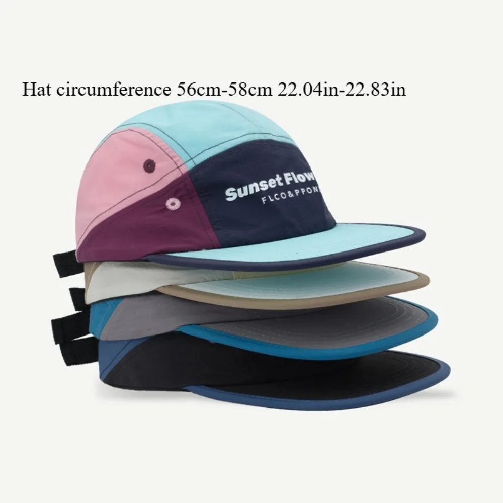 New Functional Outdoor Cycling Cap Flat Brim Color Block Thin Summer Water-Resistant Sun Hat for Outdoor Sports