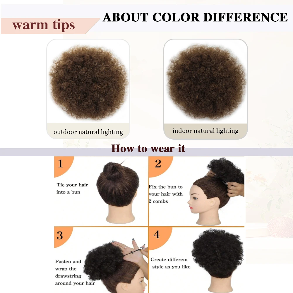 الأفرو نفخة غريب مجعد الشعر البشري ذيل حصان ملحقات المرأة السوداء الطبيعية قصيرة الرباط أوبدو لينة وسهلة الارتداء 4 # 99 ي #6
