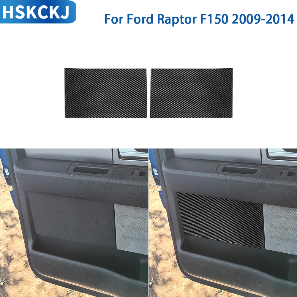 For Ford Raptor F150 2009-2014 Accessories Real Soft Carbon Fiber Interior Rear Door Panel Cover Trim Sticker