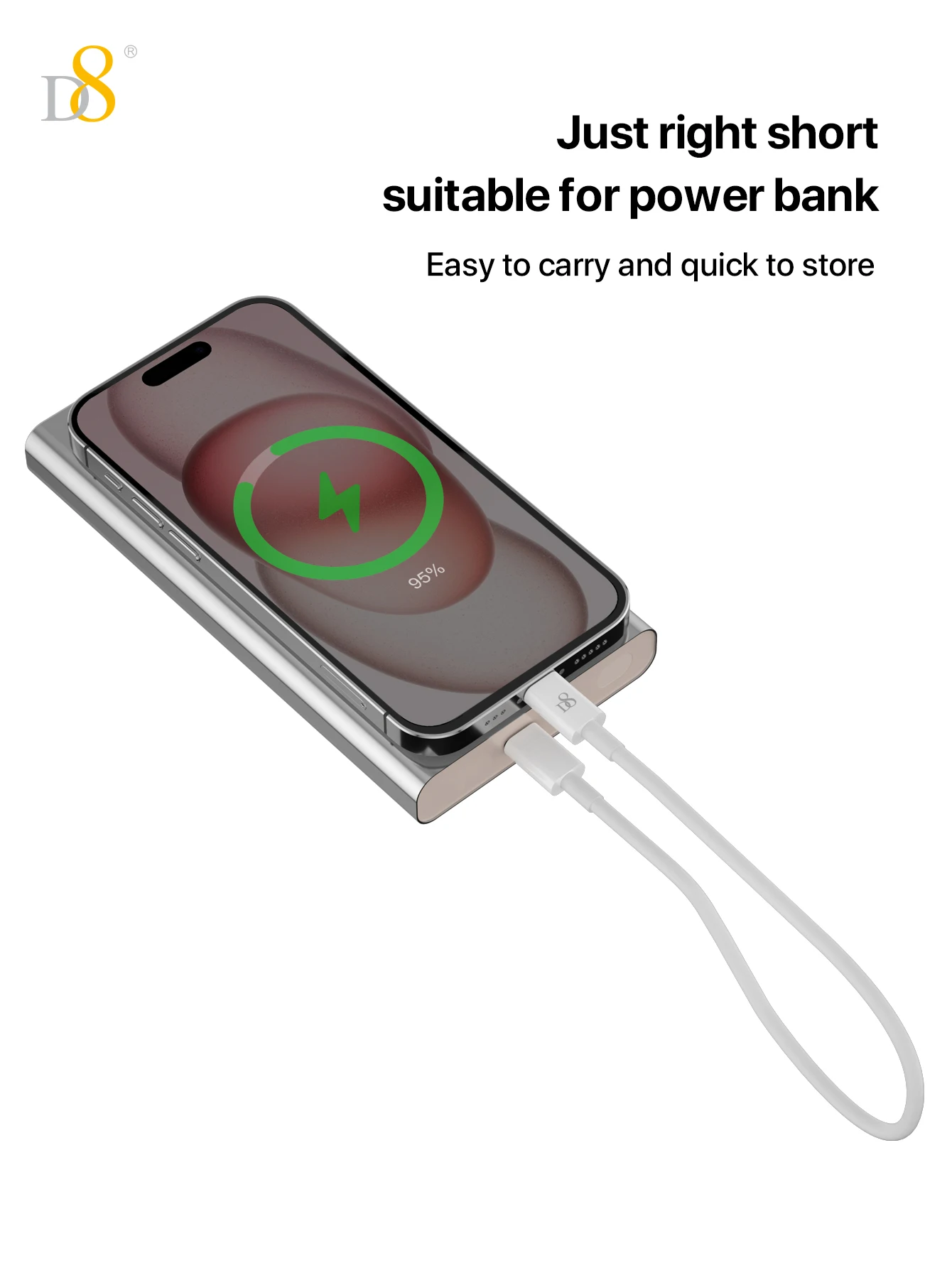 كابل D8 60W USB-C إلى USB-C، مادة TPE ناعمة، بطول 3.3 قدم و0.8 قدم مع سلسلة مفاتيح، مناسب لهاتف iPhone16/16Pro/16Pro Ma