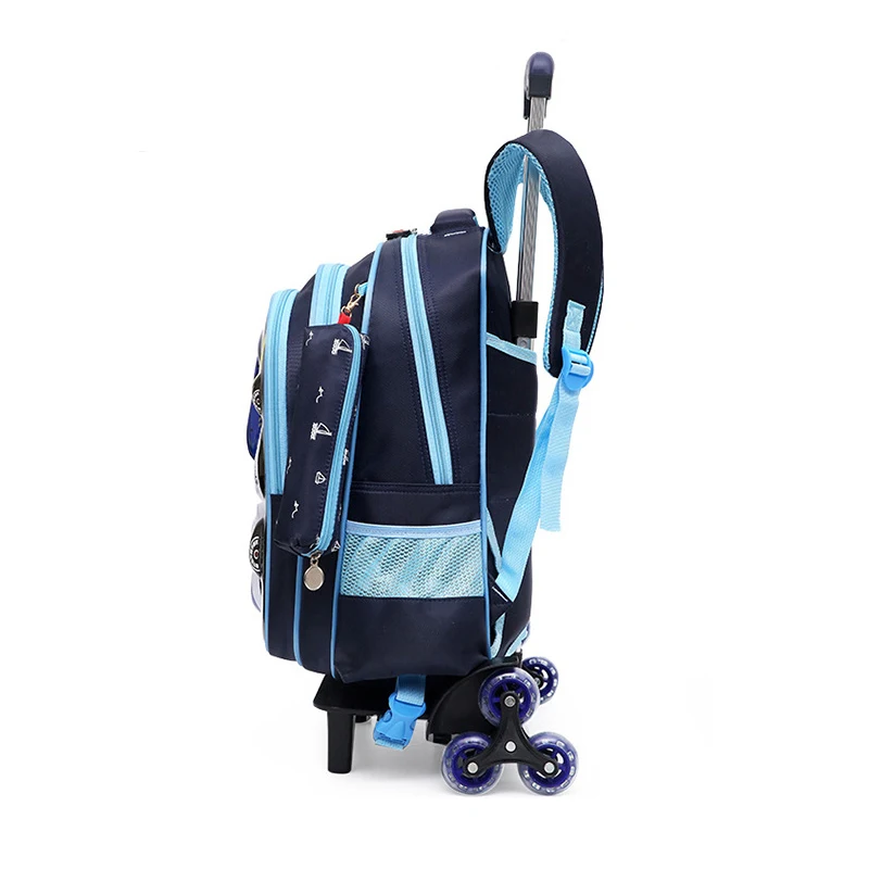 3D Car School Bags Wheeled Backpack For Boy Girls Trolley Bag with Wheels Student Kids Rolling Backpack Luggage Bag