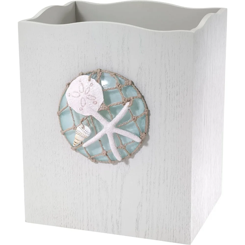

Decorative Trash Can, Beach Inspired Bathroom Accessories in Seaglass Collection