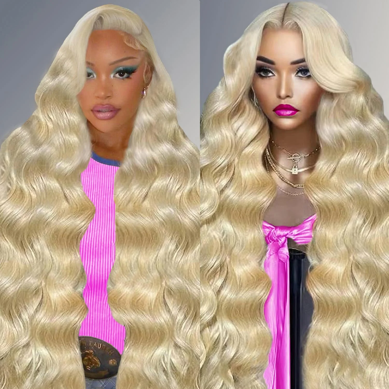 

Парик из натуральных волос 42-46 дюймов, волнистый, цвет 613 медово-блонд, с HD прозрачной кружевной основой 13x4, цветные парики с кружевной передней частью 13x6