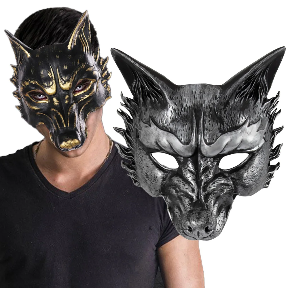 

Werewolf Half Face Pu Mask Cosplay Animal Beast Wolf Masks Carnival Halloween Dress Up Party Costume Props High Quality