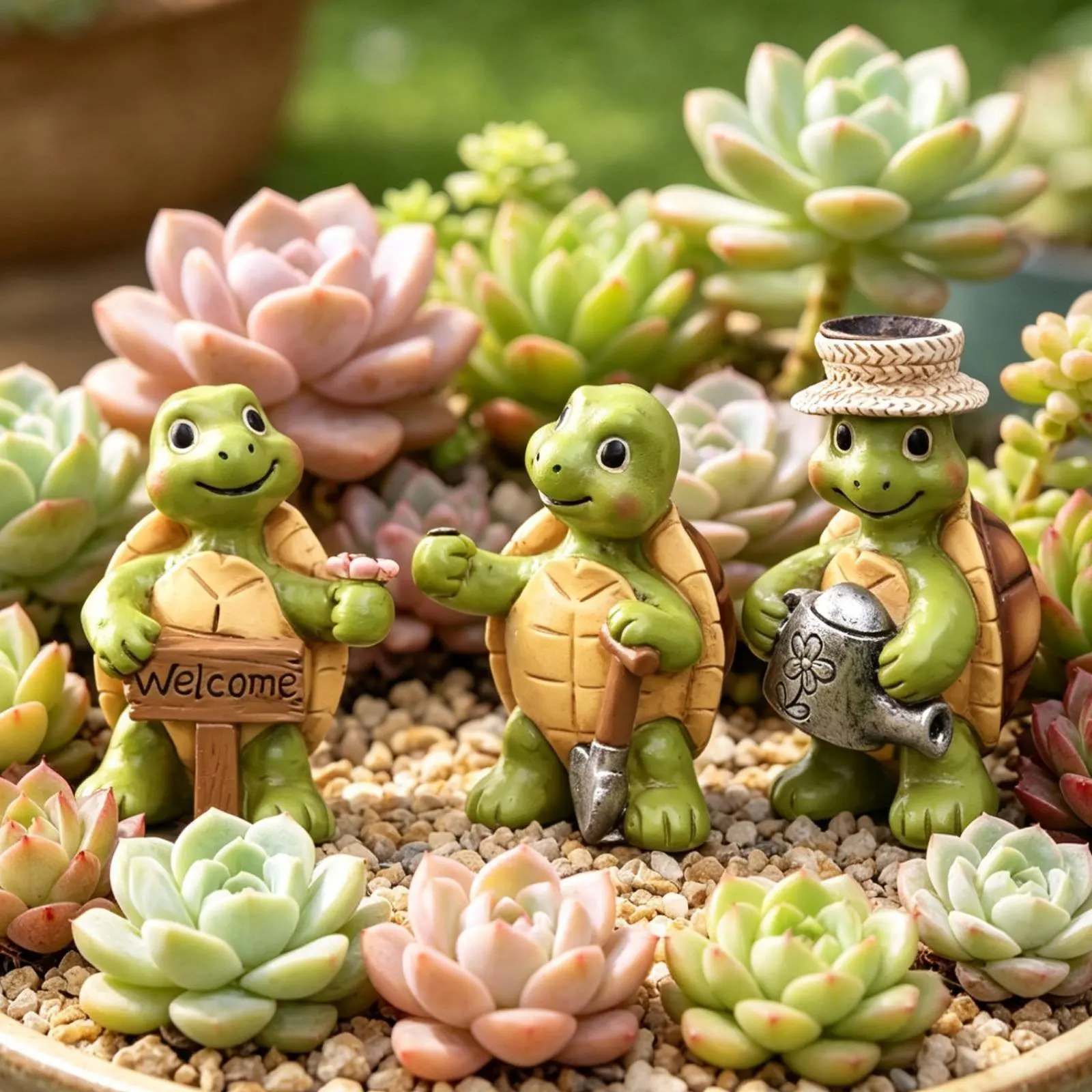 3 Pieces Tortoise Planter Hugger Mini Plant Pot Hugger Resin Turtle Sculpture Whimsical Creature Figurine Realistic Design