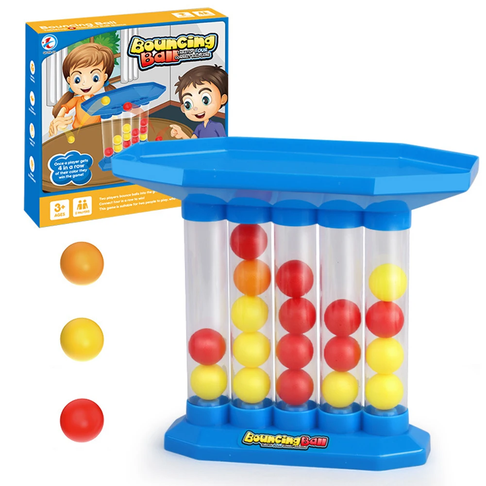 

Jumping Connect Забавная настольная игра с мячом для 2-4 игроков, прыгающий мяч, настольная игра с прыгающим мячом, игрушки Connect Four Ball Game для детей